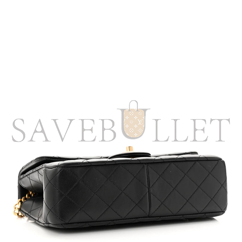 Ch**el MASTER LAMBSKIN QUILTED SMALL SWEET CAMELLIA FLAP BLACK (23*14*7cm)